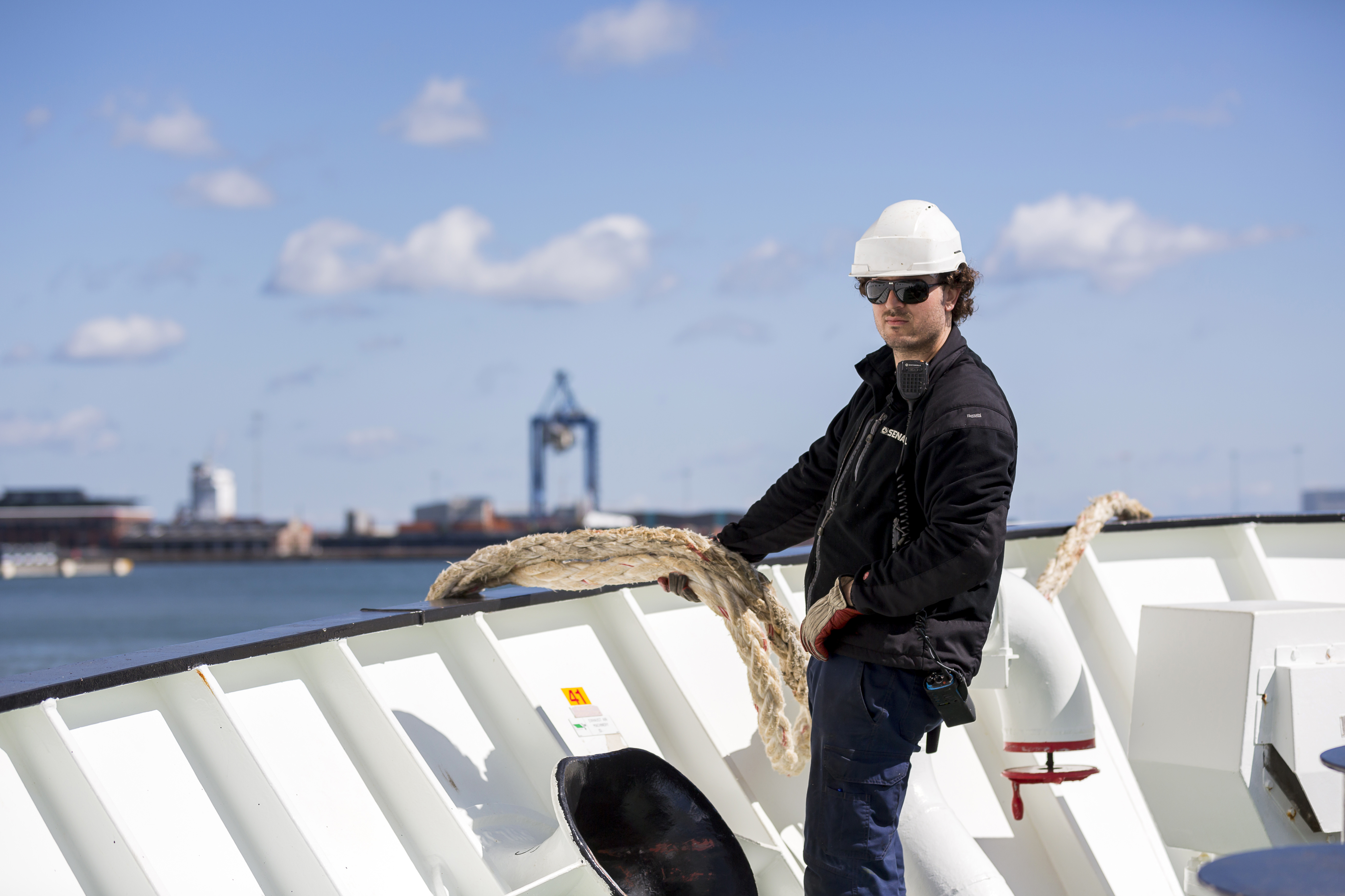 A man standing on one of Stena Oils ships in Copenhagen, Denmark