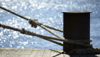 Rope tied around mooring pole in the Gothenburg port